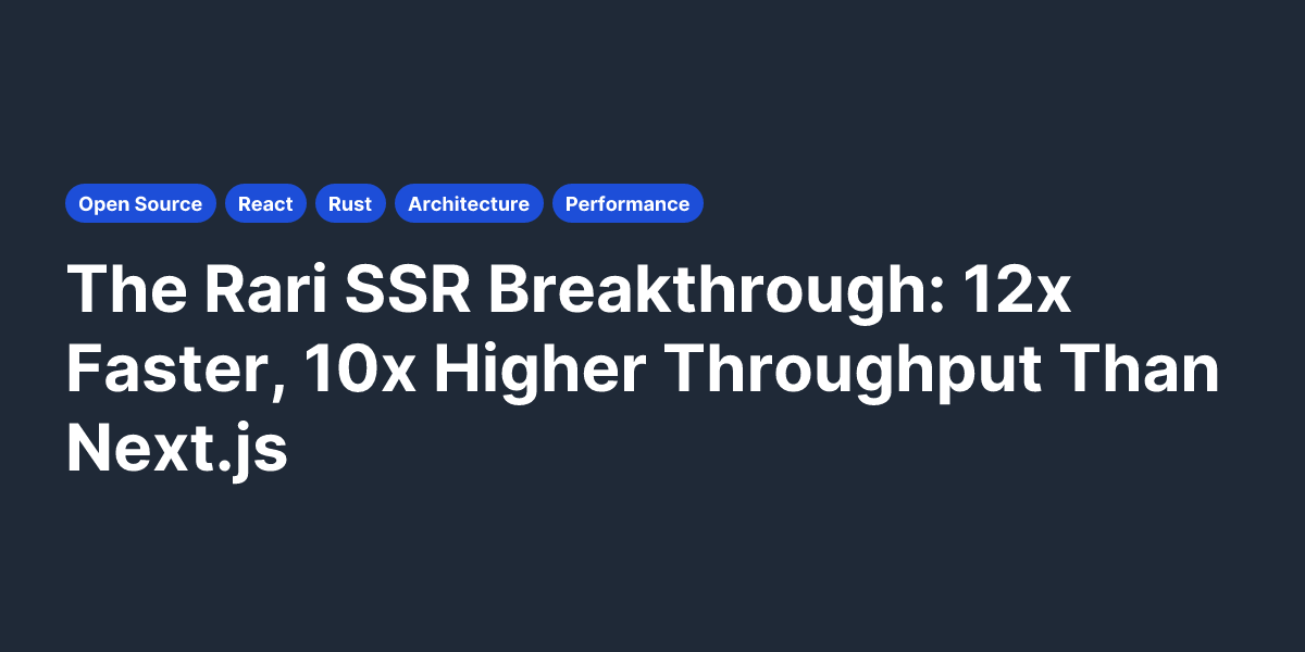 The Rari SSR Breakthrough: 12x Faster, 10x Higher Throughput Than Next.js